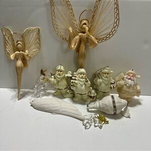 Christmas Ornament lot beautiful angels, Santa’s,trinket box,angel wing